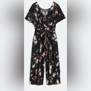 Kaileigh Black Jumpsuit with Floral Design